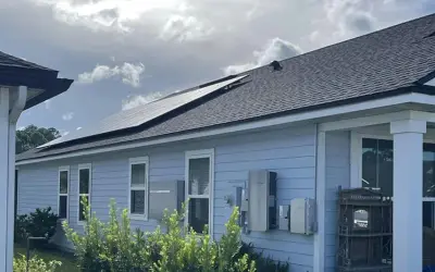 Virginia suburban home with rooftop solar panels in an HOA neighborhood