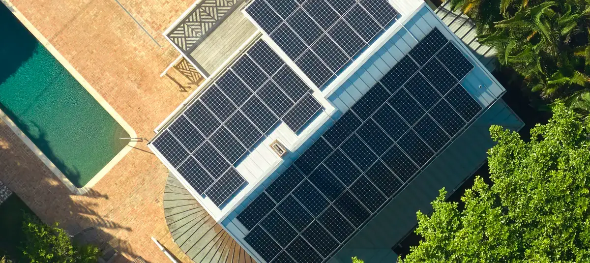 Grid-tied solar panels on a home in VA