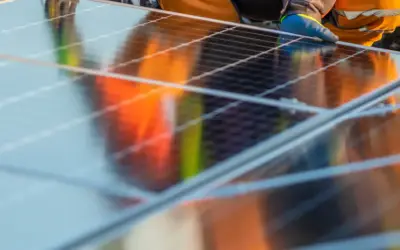 Servicing solar panels on roof