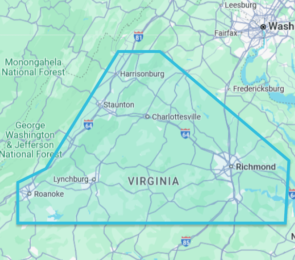 Virginia service area map