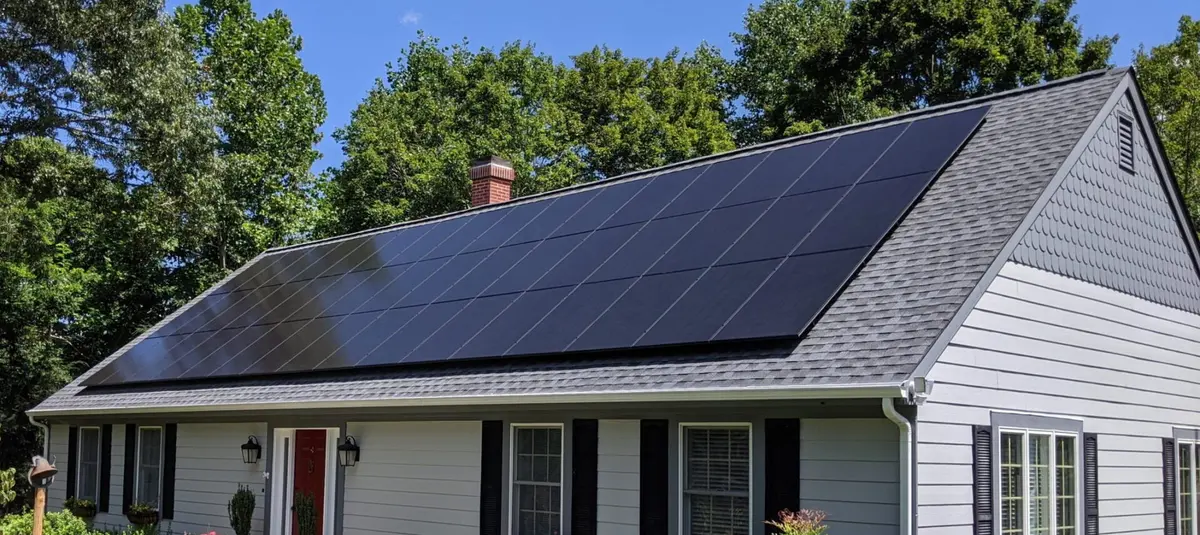 Solar panels on a home in Piedmont Virginia
