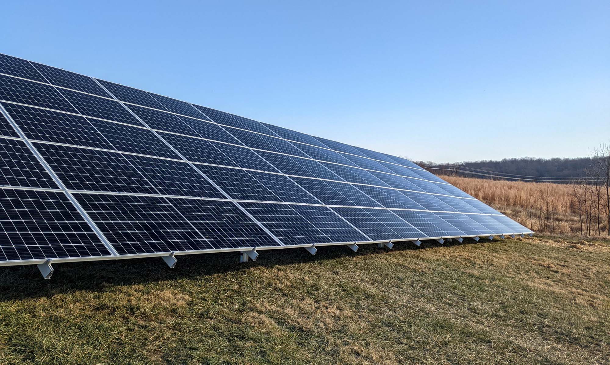 Ground mounted solar panels installed in Charlottesville, Virginia
