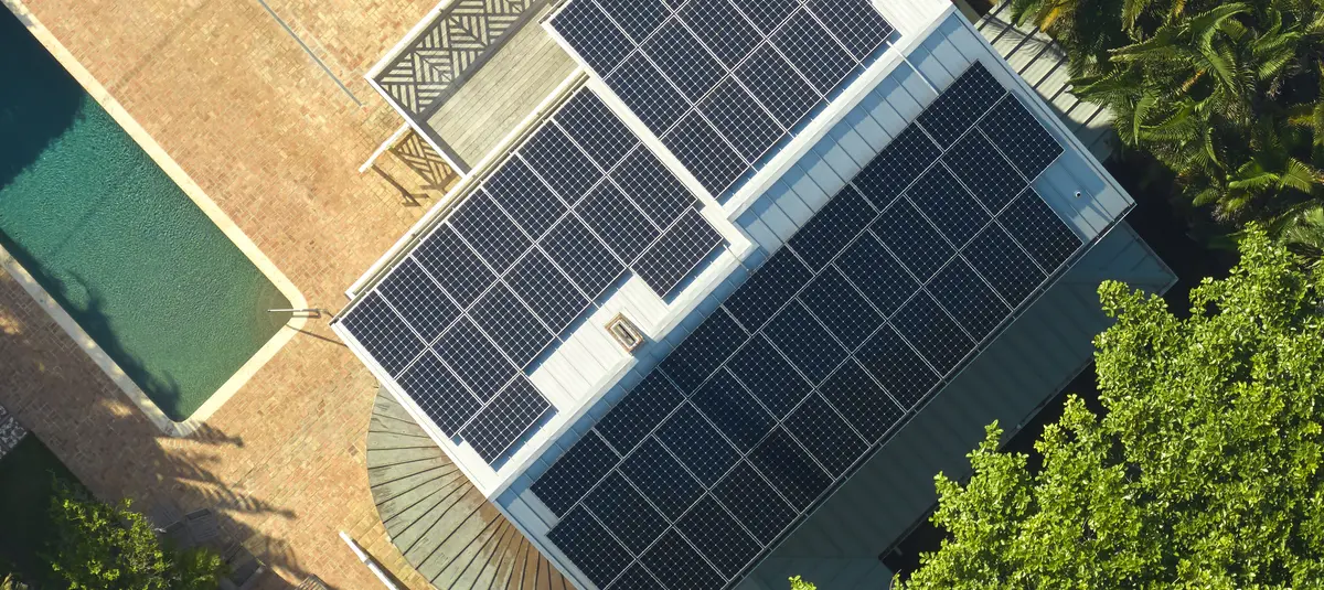 Grid-tied solar panels on a home in VA