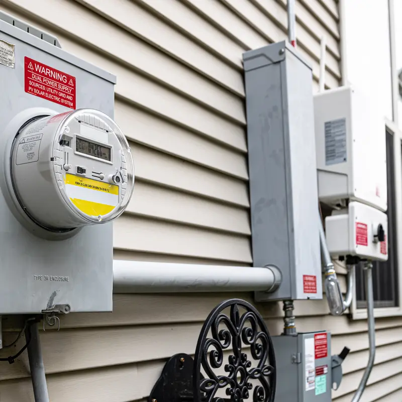 Utility meter with solar connected