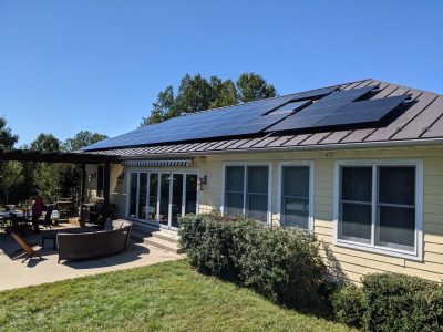 Residential solar system on standing-seam metal roof in Virginia